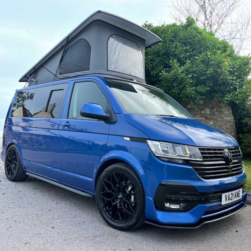 Platinum package — blue VW Transporter with grey STORM pop-top roof